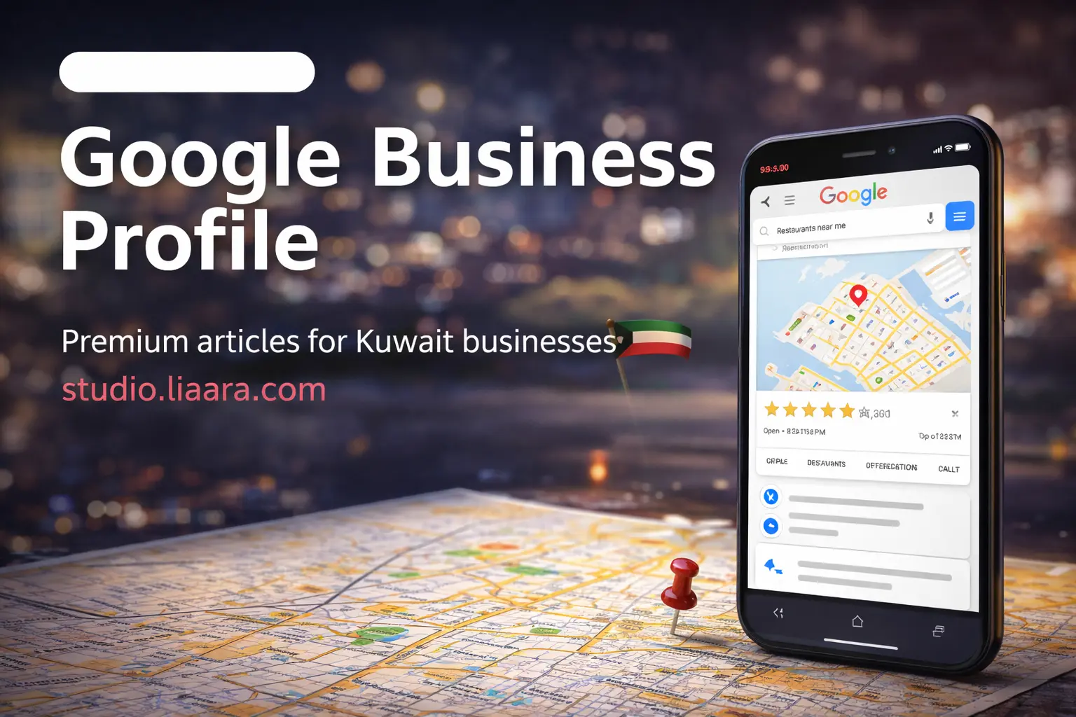 Google Business Profile Kuwait blog cover by Liaara Studio