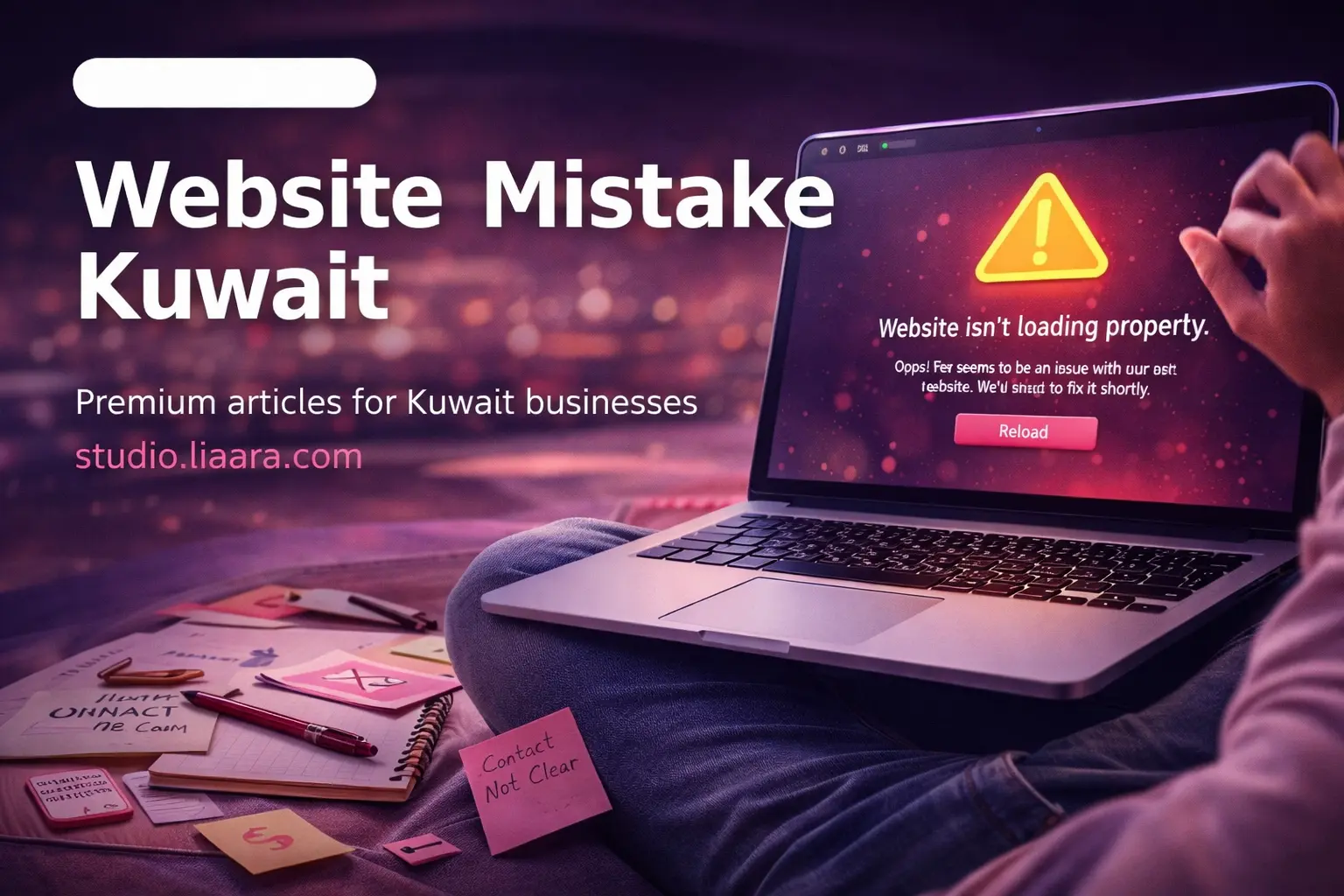 Website mistakes Kuwait blog cover by Liaara Studio