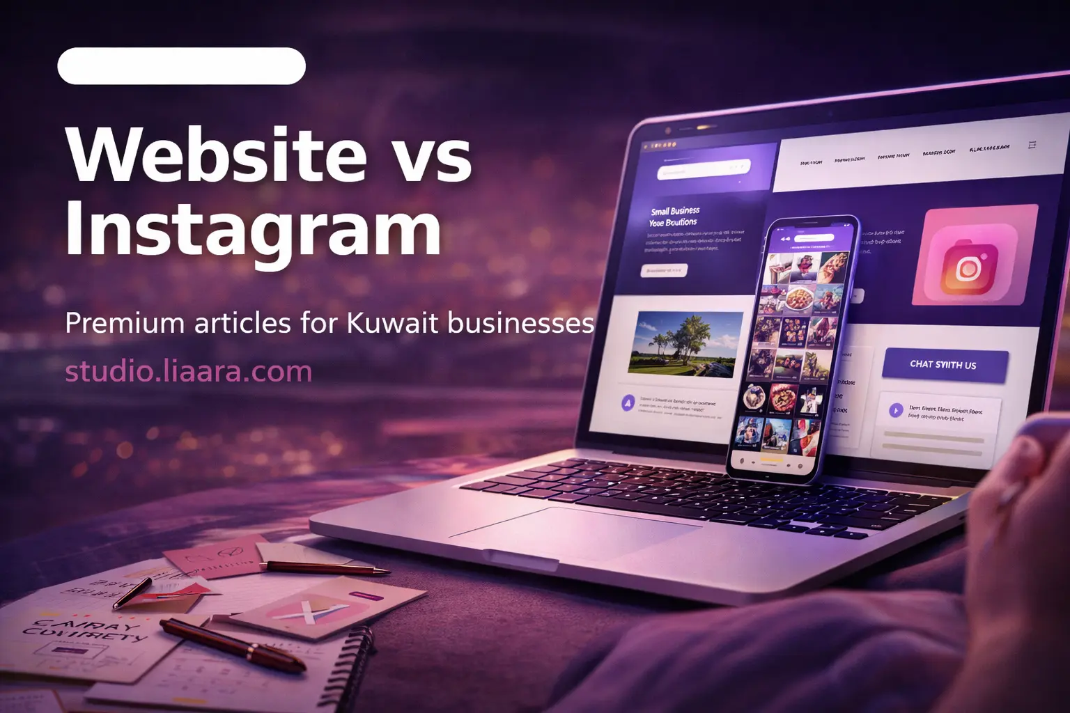 Website vs Instagram Kuwait blog cover by Liaara Studio